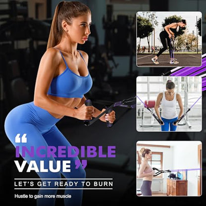 HPYGN Resistance Bands with Handles, 150 lb Exercise Bands for Home Workout - color: purple, style: 200LBS