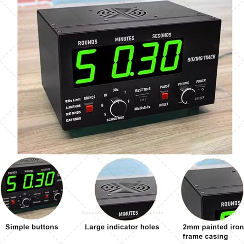 Portable Gym Timer, Professiona Boxing Interval Timer with Time Progress Bar, Adjustable Time, Frequency and Sound, Fitness Timer Clock for Muay Thai/MMA/Kickboxing Red - color: Red