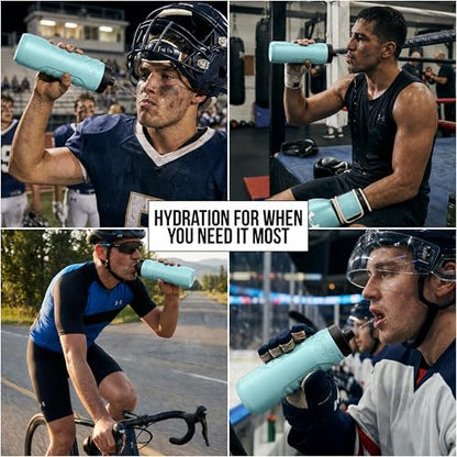 Under Armour Squeeze Water Bottles, 32 oz Water Bottles, Sideline Sports Water Bottle with Quick-Shot Lid, Quick & Easy Hydration, Gym Water Bottles, Squeeze Bottle, 1 32oz Bottle - color: Breeze Blue