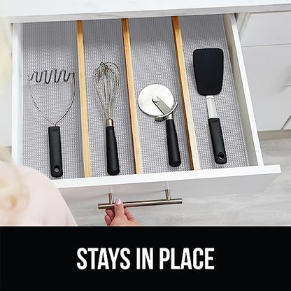 GORILLA GRIP powerGRIP Drawer Shelf and Cabinet Liner, Thick Strong Hold, Non-Adhesive Liners Protect Kitchen Cabinets and Cupboard, Bathroom Drawers, Easy Install, Breathable Mat, 12" x10' Light Gray - color: Light Gray, style: 12" x 10'