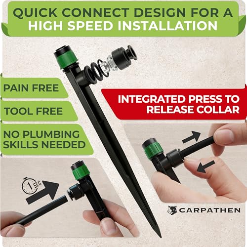 Drip Irrigation System Kit - Complete Quick Connect Garden Watering System with Adjustable Sprinkler Emitters, 5/16" & 1/4" Tubing - Drip Line for Raised Beds, Greenhouse