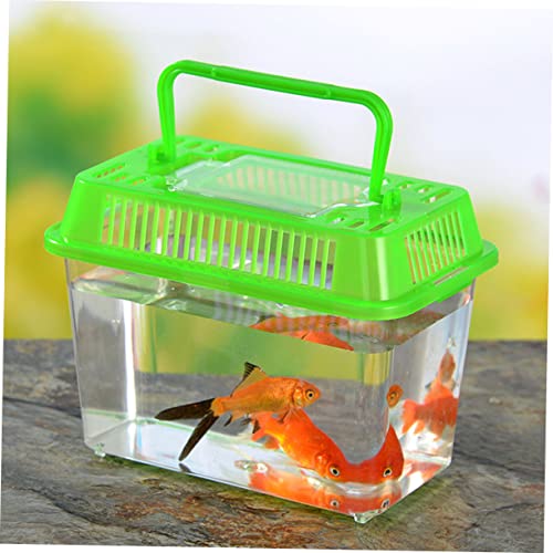 2Pcs Portable Fish Tank Handheld Aquarium Transparent Turtle Box for Reptiles Hamsters and Betta Fish Pet Carrier Container with Handle Random Color