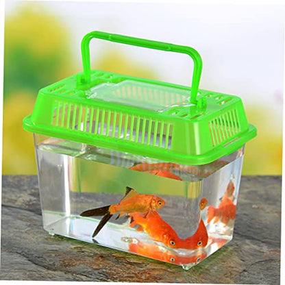 2Pcs Portable Fish Tank Handheld Aquarium Transparent Turtle Box for Reptiles Hamsters and Betta Fish Pet Carrier Container with Handle Random Color
