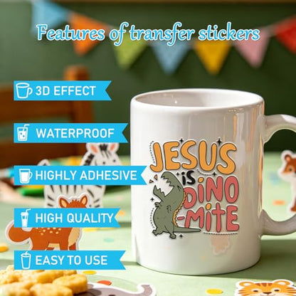 Rngmsi UV DTF Cup Wrap - 25 Pcs Christian Baby UV DTF Stickers for 16 OZ, Cute Animals Waterproof UVDTF Transfer Decals for Cups Glasses Mug DIY Crafts - style: Christian Baby