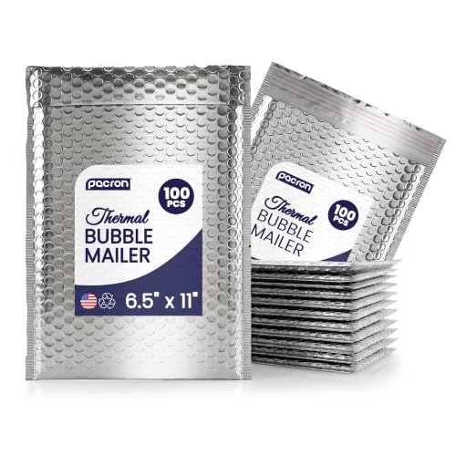 100-Pack Insulated Silver Thermal Bubble Mailers 6.5 x 11 - Waterproof Metallic Foil Self-Sealing Padded Envelopes for Cold Shipping, Perishables, Food, Cosmetics, Pharmaceuticals - size: 6.5 x 11 | 100 Qty