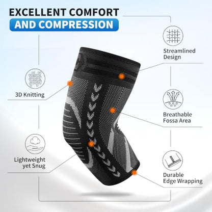 CAMBIVO 2 Pack Elbow Brace Compression Sleeve for Tendonitis & Tennis Elbow - color: Grey, size: Small
