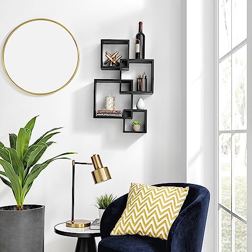 Danya B. Blocchetto Intersecting Cubes Wall Shelf Unit - Horizontal or Vertical - Black