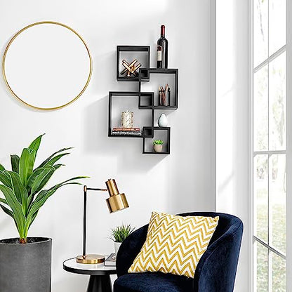 Danya B. Blocchetto Intersecting Cubes Wall Shelf Unit - Horizontal or Vertical - Black