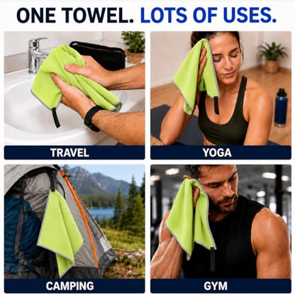 Backpacking Ultralight Quick Dry Microfiber Soft Fast Drying Hand and Face Towel Wash Cloth Camping Yoga Hiking Active Lifestyle Small (Lime, Small) - color: Lime, size: Small
