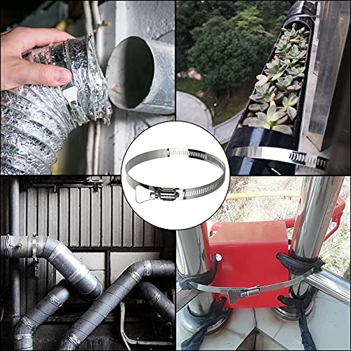 ZOEYES 20 PCS Stainless Steel Duct Clamps, 4 Inch Hose Clamps, Adjustable 91-114mm (3.5 inch to 4.5 inch) Range Air Ducting Clamp, 9mm (0.5 inch) Bandwidth Worm Clamp, Worm Drive, Worm Gear