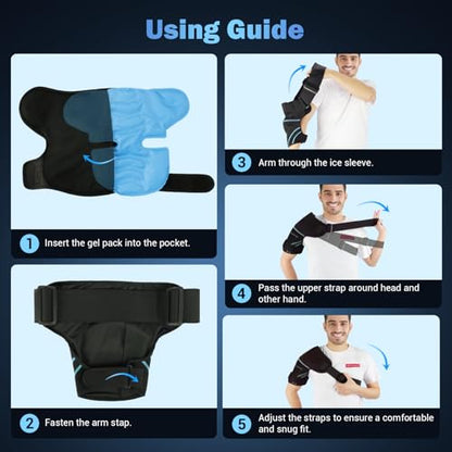 Comfytemp Shoulder Ice Pack Wrap, Rotator Cuff Shoulder Brace Cold Therapy - color: Black - 1 Gel Pack + 1 Brace
