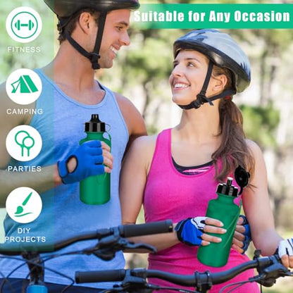 Zubebe 36 Pcs Sports Water Bottles Squeeze Bulk 21 oz | Reusable Plastic Water Bottles with Carry Strap, Back to School Supplies Summer Team Gifts for Students Travel Hiking Cycling - color: Dark Green