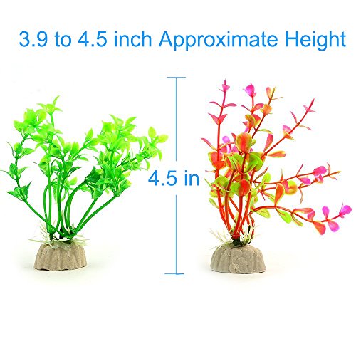 10 Pack Artificial Aquarium Plants, Small Size 4 to 4.5 inch Approximate Height Fish Tank Decorations Home Décor Plastic