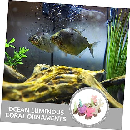 Lurrose 9Pcs Fish Tank Desktop Artificial Plant Coral Reef Accessories Mini Crafts Fish Decorations for Tank Fake Coral Decoration Reef Small Aquarium Delicate