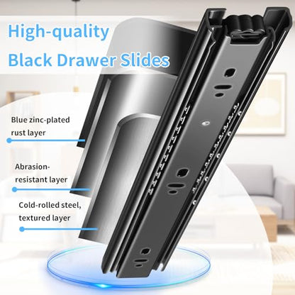 Drawer Slides 1 Pair Full Extension 10 12 14 16 18 20 22 24 inch Side Mount Rails Dresser Cabinet Bracket Replacement Ball Bearing Tracks Guide Metal Runner 100 LB (Basic-1 Pair, 12 Inch) - size: 12 Inch, style: Basic-5 pairs