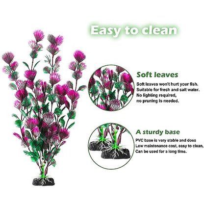 30Pcs Aquarium Plants, Fish Tank Accessories Artificial Aquatic Plants,Full Set of Fish Tank Decorations, Various Sizes
