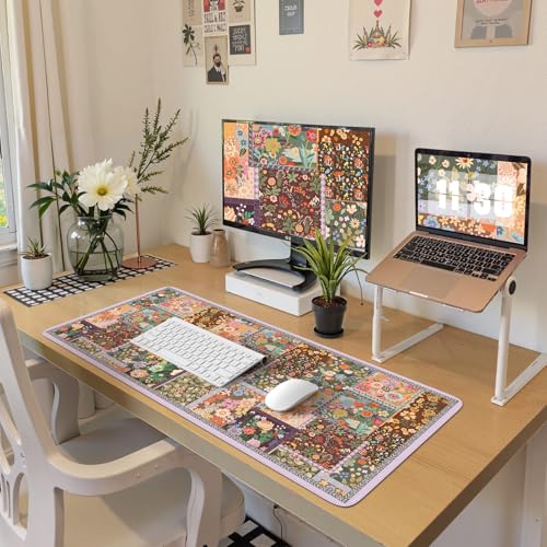HAOCOO Brown Desk Matt for Desktop, Non-Slip Large Desk Pad Mat with Stitched Edges, Keyboard Mats for Desk, Water-Resistant Large Mouse Pad for Office, Gaming - color: Brown