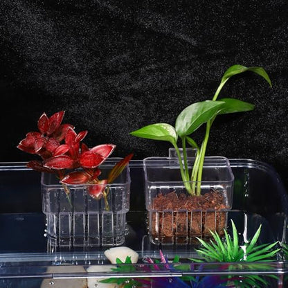 NOLITOY 4pcs Aquarium Holders Transparent Aquatic Cups for Fish Tanks Hanging Planter for Plants Easy Installation Compatibility Aquarium Accessories