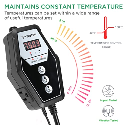 Reptile Heating Pad and Digital Thermostat Combo Set, Under Tank Heater for 10-20gal/30-40gal Tank, Terrarium Heat Mat for Turtle/Snake/Lizard/Frog/Spider/Plant Box - size: 1 Pack-12" X 8"