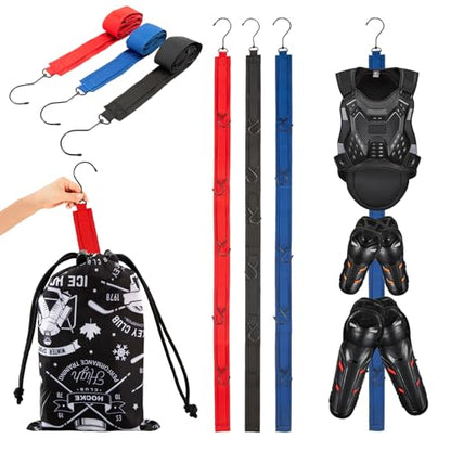 TUYUU 4PCS Hockey Equipment Drying Rack Set, 15 Adjustable Hooks Hanger - color: Multicolor