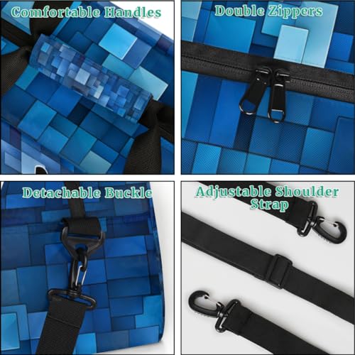 Personalized Sports Bag for Boys, Soccer Blue Geometric Pattern - color: Color 19