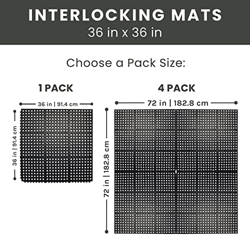 Envelor Interlocking Rubber Floor Tiles with Drainage Holes Anti Fatigue Garage Floor Mat Non Slip Wet Area Mat for Bar, Kitchen, Restaurant, Outdoor, Modular Snap Together 4-Pack, 36 x 36 inches - size: 36 x 36 Inches, 4 Pack