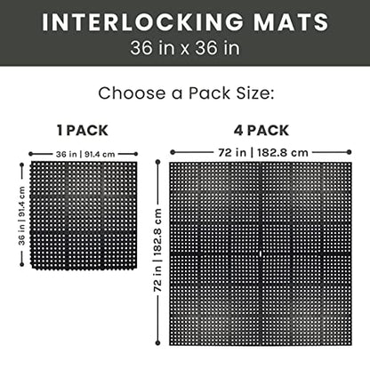 Envelor Interlocking Rubber Floor Tiles with Drainage Holes Anti Fatigue Garage Floor Mat Non Slip Wet Area Mat for Bar, Kitchen, Restaurant, Outdoor, Modular Snap Together 4-Pack, 36 x 36 inches - size: 36 x 36 Inches, 4 Pack