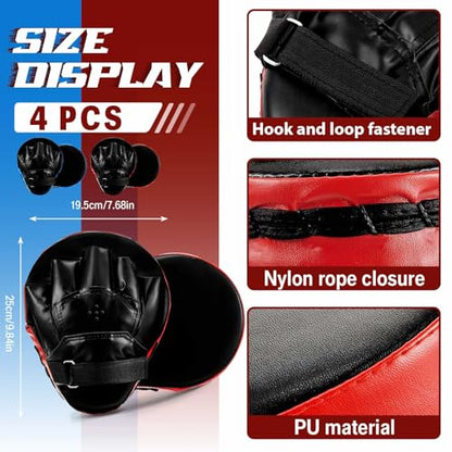 Foilswirl 2 Pairs Boxing Gloves and Punching Mitts Set - color: Red & Blue