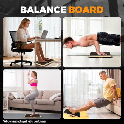 Wooden Rocker Balance Board for Adults Anti-Slip 350LBS Balance Trainer for Standing Desk, Physical Therapy & Core Strength – Durable Wooden Rocker Board for Office & Rehab - size: 360 degrees