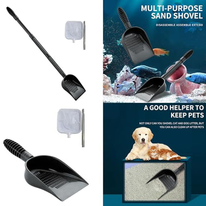 Aquariums Gravels Sand Shovel with Fishing Net Fishtanks Tool with Ergonomic Handle Sifter Multifunctional Gravels Scoops