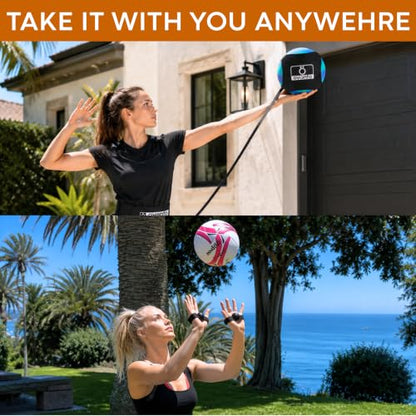 OVANTO Volleyball Training Equipment Kit | Adjustable Practice Hitting Rebounder, Ultra-Stretch Neoprene, Exclusive Elastic Cords, Premium Content - color: ‎VT Pro + Spike MAX