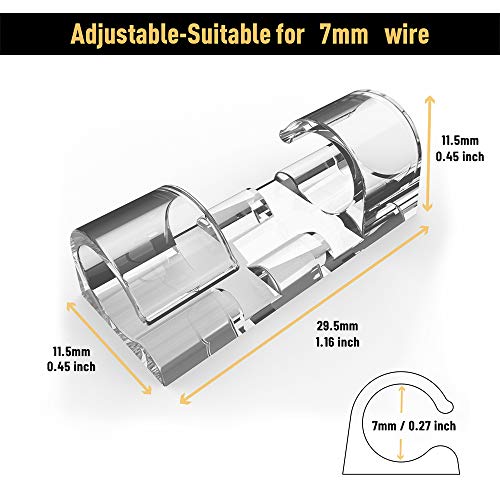 Cable Clips with Strong Self-Adhesive, XIAOXI Cord Organizer Cable Management Organizing Cords Wire for Car, Home and Office - 20 Pcs (Clear)