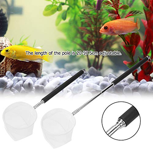 Mini Fishing Net, 20‑57.5cm Expandable Pole Mini Baby Brine Shrimp Net, Portable Aquarium Fish Nets for Aquarium Tank, with Hanging Hook