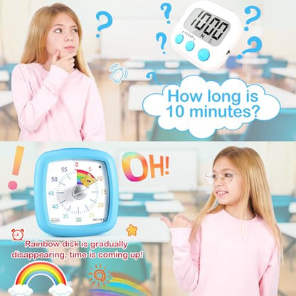 Secura 60-Minute Visual Timer, Silent Study Timer for Kids and Adults - color: Blue & Star