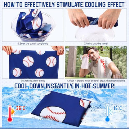 FuWeave 24 Pcs Baseball Cooling Towels Gifts 40 X 12 Inch - color: Baseball, size: 40 x 12 inches