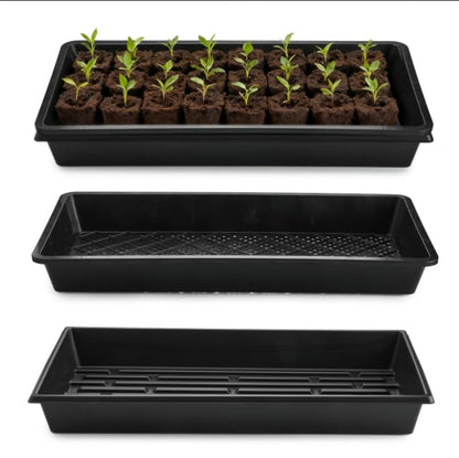 RooTrimmer 10 Pack 1020 Trays and 10 Pack 1020 Mesh Bootom Trays, 20'' x 10'', Heavy Duty Propagation Flats for Microgreens, Seed Starting, Soil Blocks, Hydroponics & Wheatgrass (10 Sets) - size: 21L x 11 W x 2.5 H