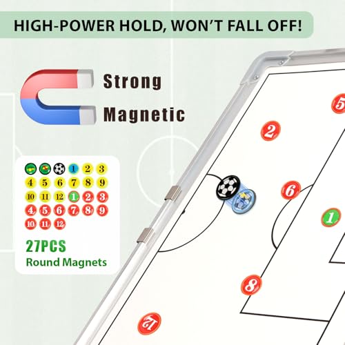 Soccer Dry Erase Coaches Clipboard, Large Soccer Lineup Coaching Strategy Tactics Board,Portable Soccer Clipboard for Coaches Soccer Dry Erase Whiteboard Strategy Tactical Blackboard