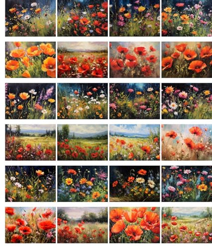 Large Stickers Pack 24 pcs ~ Enchanting Petals: Watercolor Stickers Set Celebrating The Diverse Beauty of Roses in Full Bloom - color: Sixtyfive