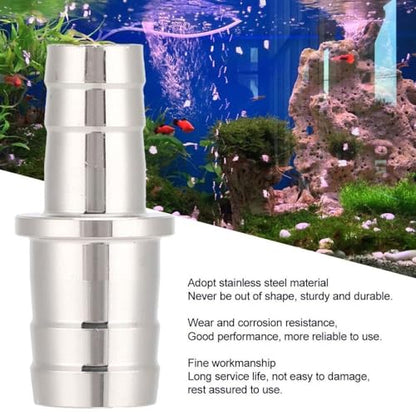 Silver Stainless Steel Aquarium Pipe Adapter Leak-Proof Joint Water Connector Fitting for Fish Tank Air Pump(12mm to 16mm) - size: 12mm to 16mm