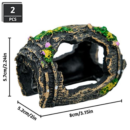 2 PCS Broken Barrel Aquarium Decorations, Caves Hide Hut Fish Tank Ornaments, Shipwreck Theme Landscaping Hideouts Accessories