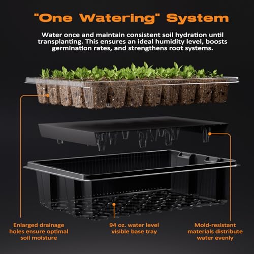 80-Cell Self-Watering Seed Starter Tray with Grow Light, Seed Starter Kit with 4.07” Humidity Dome, Indoor Seedling Starter Tray, Seed Starting Trays for Plant Germination, Seeds Growing