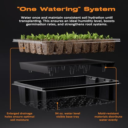 80-Cell Self-Watering Seed Starter Tray with Grow Light, Seed Starter Kit with 4.07” Humidity Dome, Indoor Seedling Starter Tray, Seed Starting Trays for Plant Germination, Seeds Growing