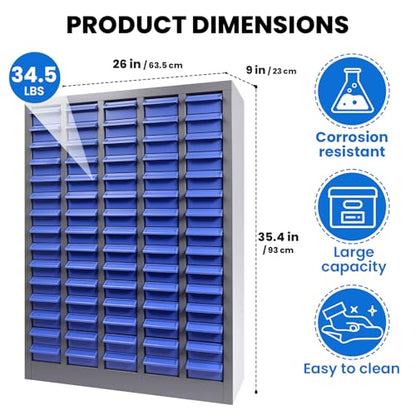 75 Drawer Heavy Duty Parts Cabinet, Stainless Steel Frame|ABS Drawers with Labels/Divider, 550Lbs Nut Bolt Screw Organizer for Workshop, Garage, Hardware Storage - size: Parts Cabinet：26" X 9" X35 inch