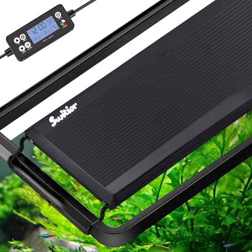 24/7 LED Aquarium Light, IP68 Waterproof Extendable Bracket Fish Tank Light with Timer, 7 Colors, 10 Level Adjustable Brightness, DIY Mode Full Spectrum Aquarium Plant Light for 48-54 Inch Fish Tank - size: 48"-54"