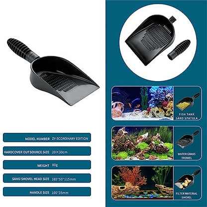 Aquarium Gravel Scooper Sand Shovel Fish Tank Tool with Slotted Scoop for Waste Removal