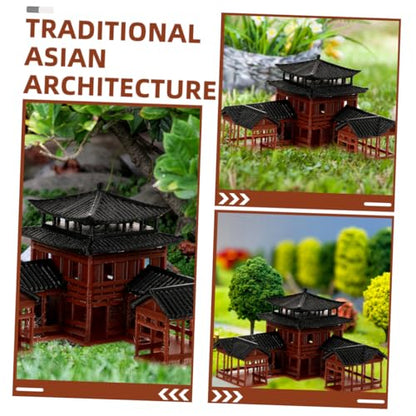 Miniature Pagoda Garden Statue 3.14X3.14X2.36In Japanese Zen Aquarium Decor Fish Tank Statue and Bonsai Figurines Ancient Inn Landscape Model for Meditation and Micro Landscape