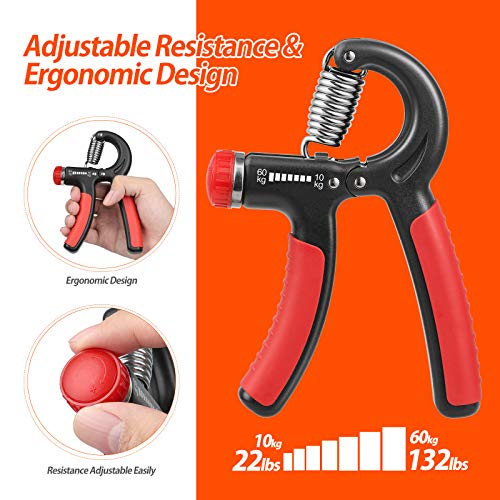 NIYIKOW Grip Strength Trainer, Hand Grip Strengthener, Grip Strengthener, Adjustable Resistance, Forearm Strengthener, Perfect for Musicians Athletes - color: Orange