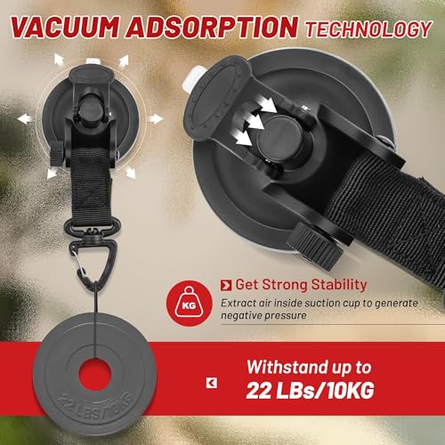 RED WOLF Heavy Duty 65MM Suction Cup Anchor Tie Down with Rotatable Hanging Hook Hold up to 22 LBs/10KG Each for Outdoor Camping Tarp Car Window Ceiling Awning RV Board Boat Vehicle Glass Surfing 2PC - size: 65MM Suction Cup