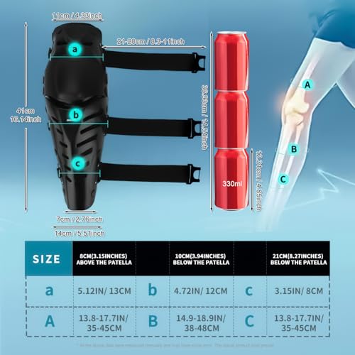Gute Knee Pads, Adjustable Long Leg Sleeve Gear Crashproof Nonslip Protective Shin Guards for Motorcycle Mountain Biking-1 Pair