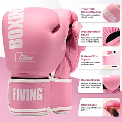 Boxing Gloves for Women - color: New Pink, size: 14oz